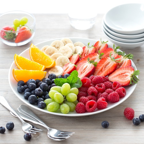 Fruits on a big white plate
