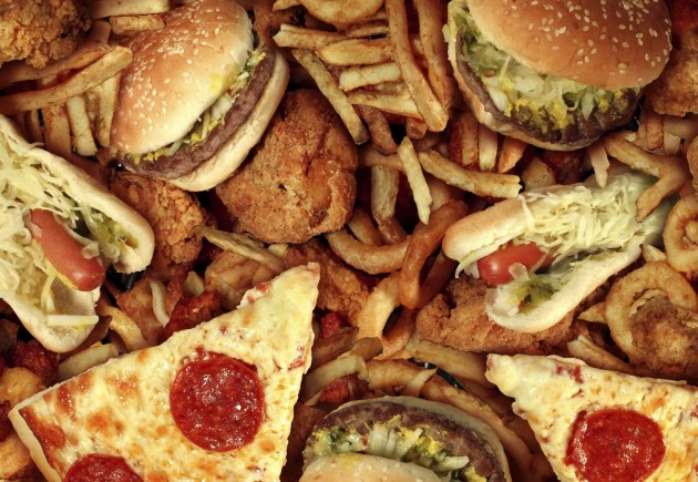 Fast food: pizza e hambúrguer