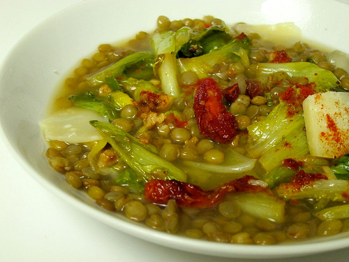 Lentilhas com escarola