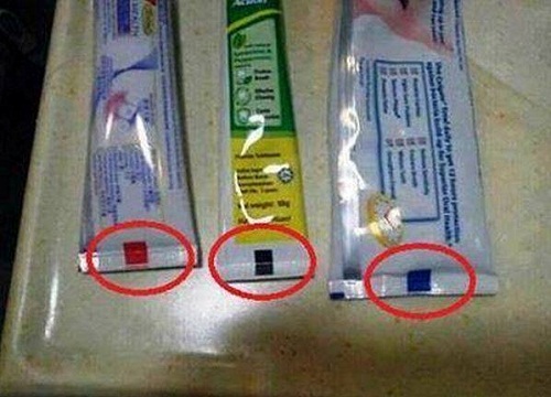 O que significam as marcas de cores nas embalagens das pastas de dente?