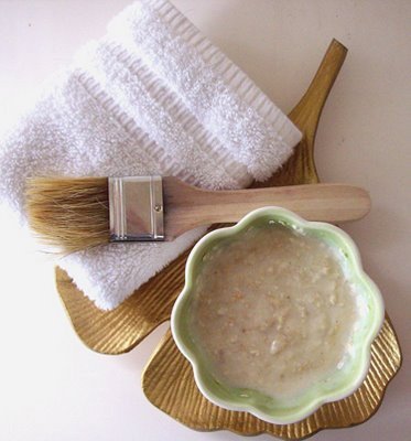 Utensílios para preparar a máscara facial