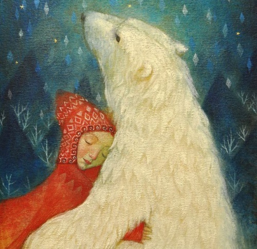 amor compartilhado entre menina e urso