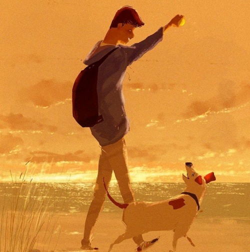 Homem que se encontra com cachorro