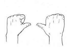 polegares de uma mão dolorida