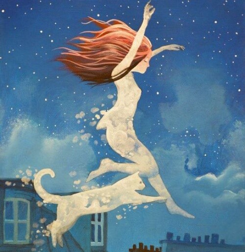 menina feliz com gato