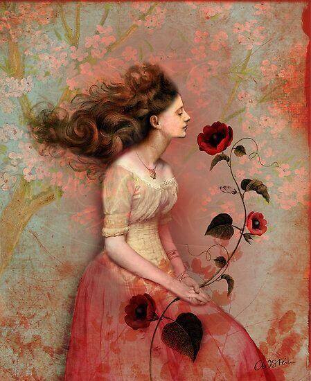 Mulher com rosa vermelha