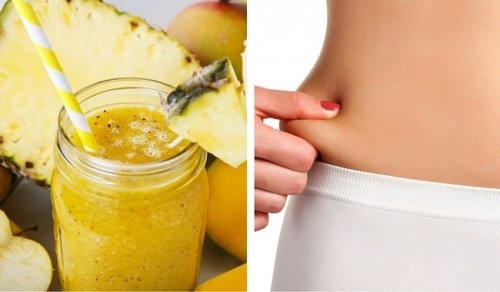 Delicioso suco de salsão e abacaxi para perder peso