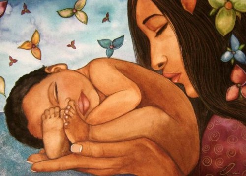 Família de mãe e filho