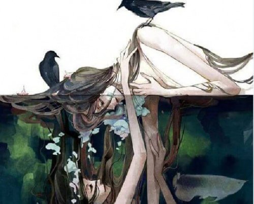 Mulher se afogando em depressão