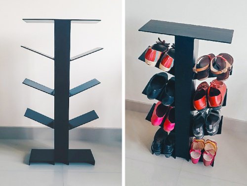 Estante com sapatos