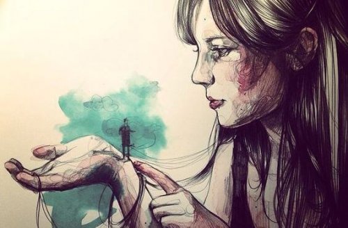 Mulher com marido na mão