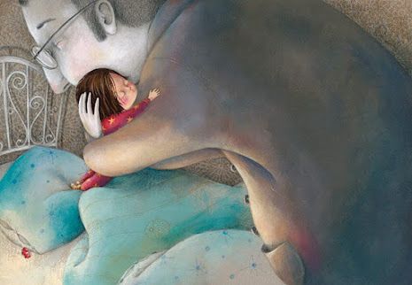 Filha abraçando pai