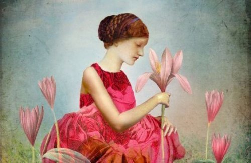 Mulher com flores sentindo vazio emocional