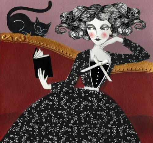 mulher-com-gato-preto