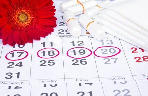 Calendário de datas das menstruações intensas