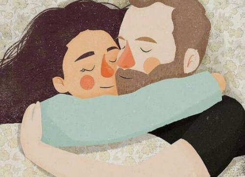 Casal se abraçando em sinal de amor