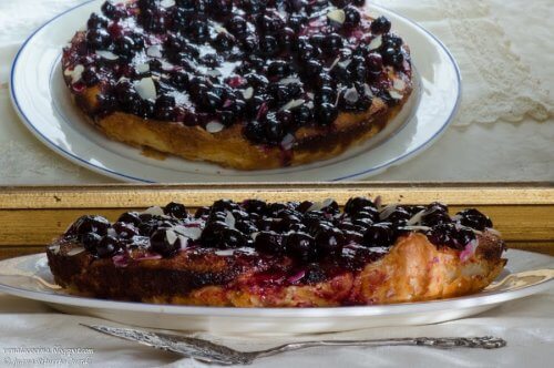 Sobremesa realizada à base de mirtilo