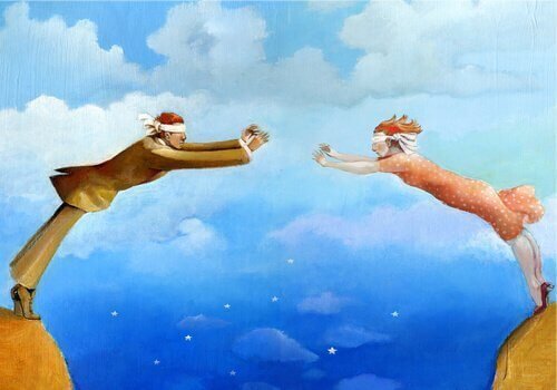 casal com os olhos vendados para a realidade