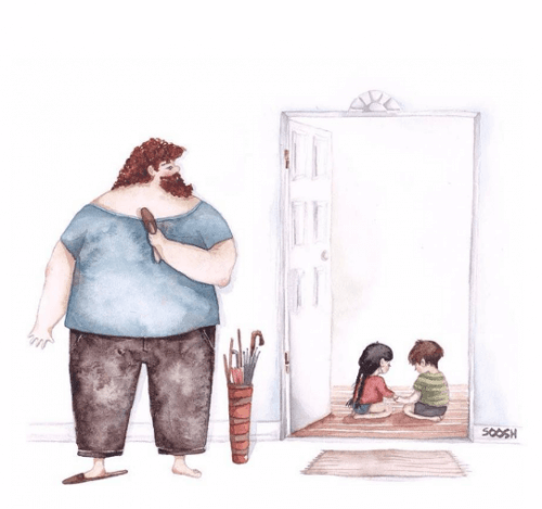 Pai com filhos