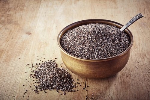 Sementes de chia em um recipiente