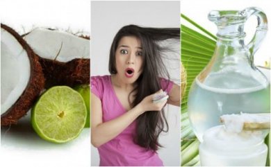 Tratamento de água de coco e limão para controlar a queda de cabelo