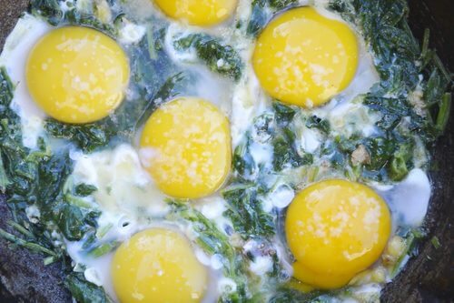 Ovos com espinafre no café da manhã
