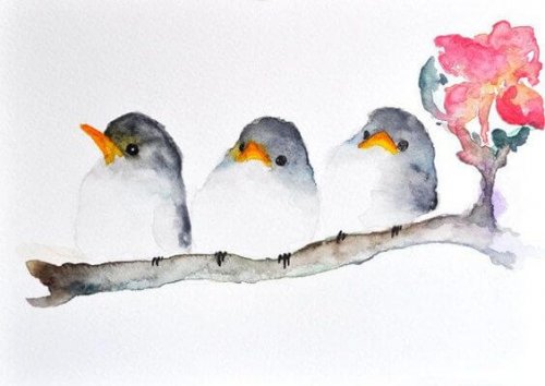 Pássaros na árvore