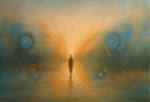 Pessoa com asas de borboleta