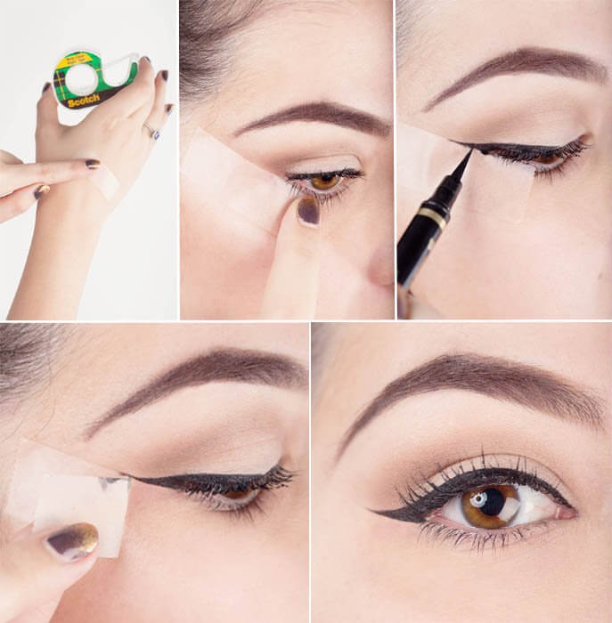 Como delinear os olhos com fita adesiva