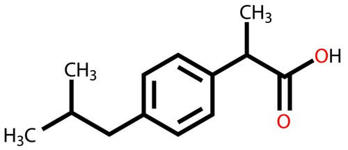 Estrutura química do ibuprofeno
