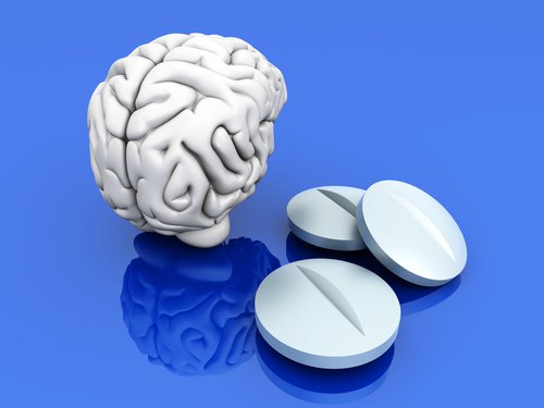 Cérebro com comprimidos de ansiolíticos