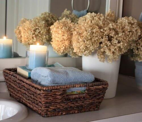 Cesta para decorar o banheiro