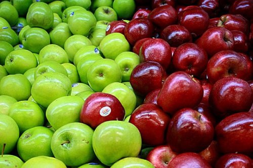 Maçã verde e vermelha