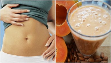 Melhore sua digestão e alivie a inflamação com esta vitamina de mamão e leite de amêndoas