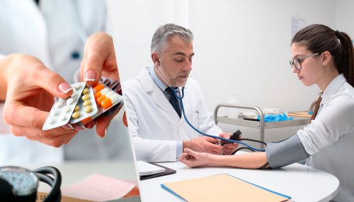 Médico medindo a pressão de paciente que tomou medicamento que pode fazer engordar
