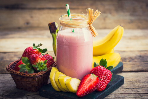 Vitamina de banana e morango