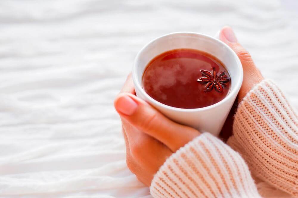 Chá de anis em um dia frio