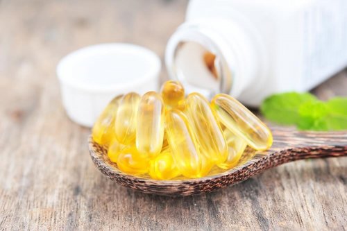 Suplementos de vitamina D em uma colher