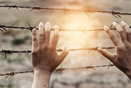 Mãos se machucando em arame