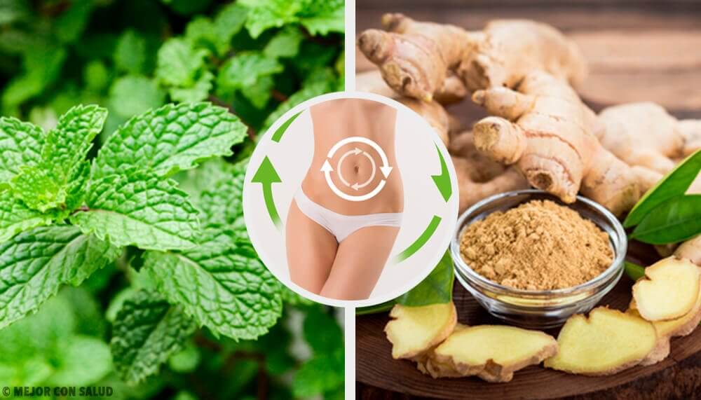 Bebida para ativar o metabolismo com gengibre e hortelã