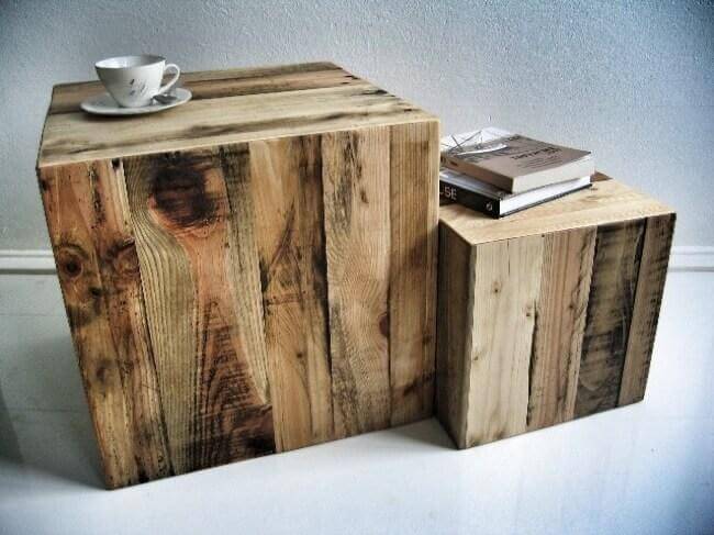 Cubos de madeira como decoração