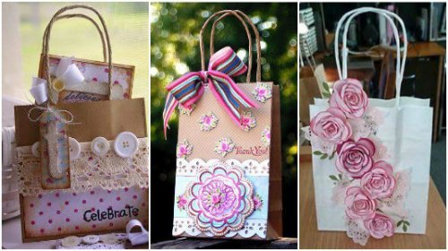 Sacolas de presente com flores