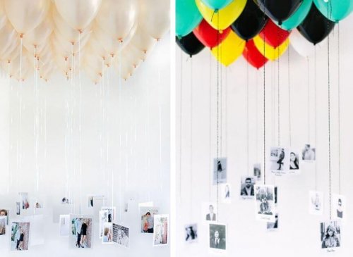 Decoração com balões e fotos