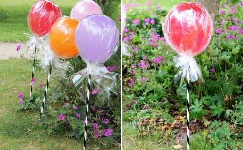 Jardim decorado com balões