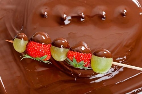 Frutas com chocolate