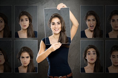 Diferentes rostos de uma pessoa bipolar