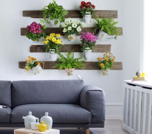 Parede decorada com plantas