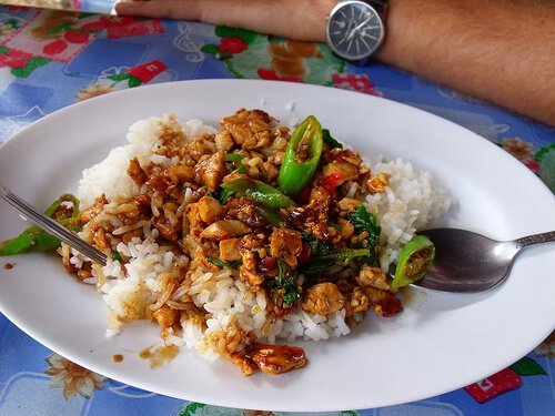 Arroz chinês com frango