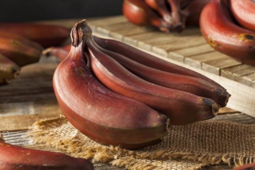 Bananas vermelhas maduras