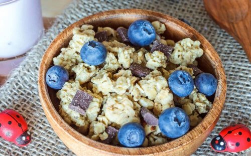 Granola com mirtilos